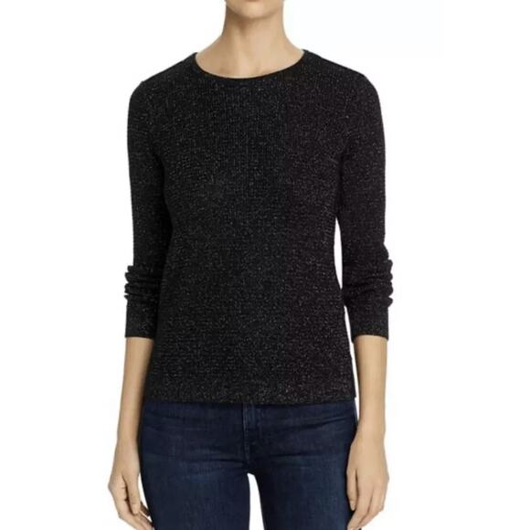 Eileen Fisher Merino Sparkle Pullover Sweater Women‎ Size S Black Metallic Knit - Picture 1 of 8